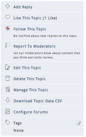 Screen shot of forum topic options
